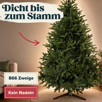 Weihnachtsbaum künstlich 220 cm, 100 % PE Spritzguss, mit Holzständer und Aufbewahrungstasche