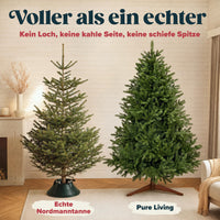 Weihnachtsbaum künstlich 180 cm, 100 % PE Spritzguss, mit Holzständer und Aufbewahrungstasche