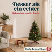 Weihnachtsbaum künstlich 90 cm, 100 % PE Spritzguss, mit Holzständer und Aufbewahrungstasche