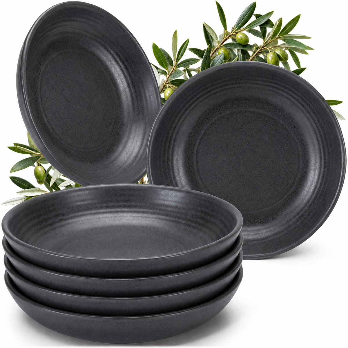 Platos hondos Algarve Basalt, set de 6